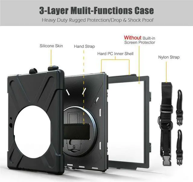 Alt view image 4 of 7 - Werleo Surface Pro 6 Case Surface Pro Case 2017 Heavy Duty Full-Body Rugged Protective Case Cover with Kickstand Hand Strap for Microsoft Surface Pro 6 2018 / Surface Pro 5 2017 / Surface Pro 4 2015