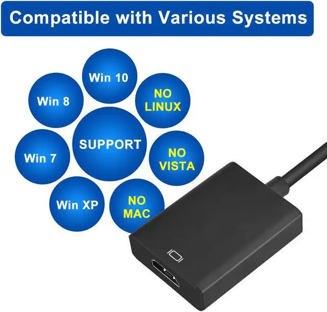 Alt view image 3 of 6 - USB 3.0 to HDMI Adapter Werleo HD 1080P Video Graphics Cable Adapter Converter for HDTV TV Audio Video Adapter for Windows 7 8 10 PC [Not Support Mac/VISTA]