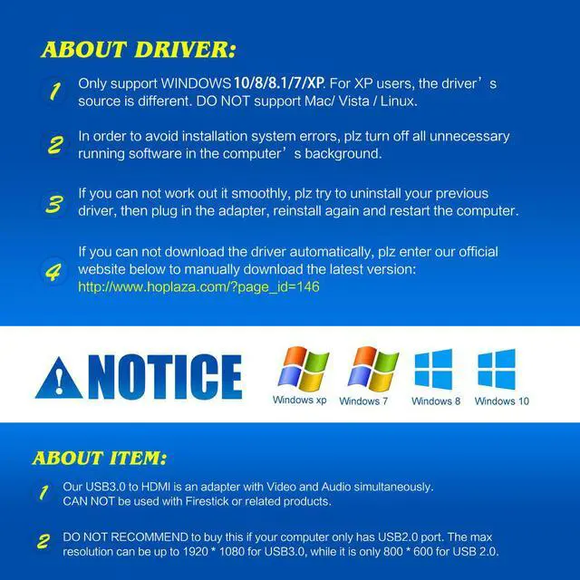 Alt view image 2 of 6 - USB 3.0 to HDMI Adapter Werleo HD 1080P Video Graphics Cable Adapter Converter for HDTV TV Audio Video Adapter for Windows 7 8 10 PC [Not Support Mac/VISTA]