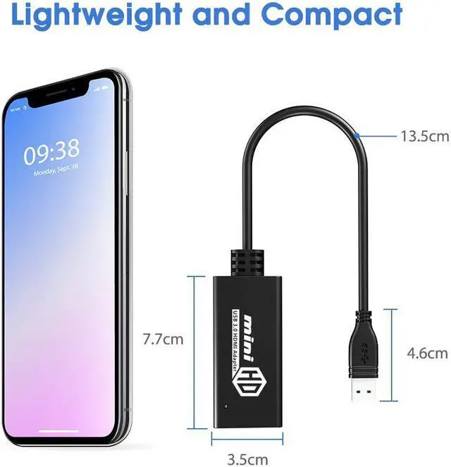 Alt view image 6 of 7 - USB to HDMI Adapter USB 3.0 to HDMI Converter 1080P HD Display Audio Video Converter for Windows 7 8 10 Computer ONLY (NOT SUPPORT MAC/Linux/Vista)