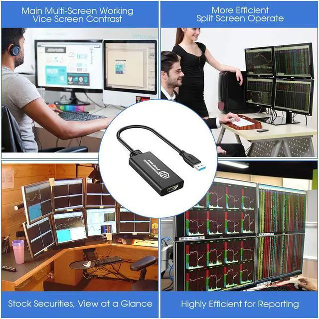 Alt view image 7 of 7 - USB to HDMI Adapter USB 3.0 to HDMI Converter 1080P HD Display Audio Video Converter for Windows 7 8 10 Computer ONLY (NOT SUPPORT MAC/Linux/Vista)