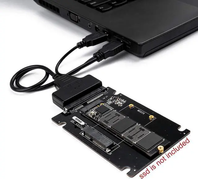 Alt view image 5 of 7 - WERLEO M.2 or MSATA to USB or SATA 3.0 Adapter 2-in-1 Converter Reader Card with Cable Support Mini SATA or Ngff B Key SSD