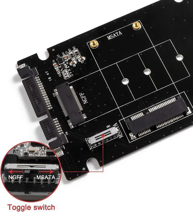 Alt view image 6 of 7 - WERLEO M.2 or MSATA to USB or SATA 3.0 Adapter 2-in-1 Converter Reader Card with Cable Support Mini SATA or Ngff B Key SSD