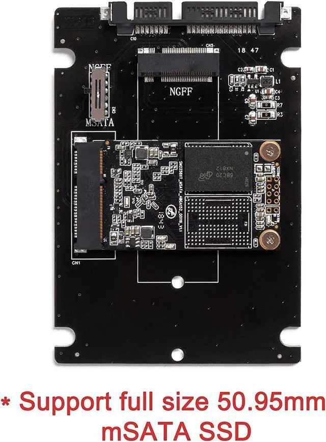 Alt view image 4 of 7 - WERLEO M.2 or MSATA to USB or SATA 3.0 Adapter 2-in-1 Converter Reader Card with Cable Support Mini SATA or Ngff B Key SSD