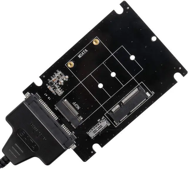 Alt view image 2 of 7 - WERLEO M.2 or MSATA to USB or SATA 3.0 Adapter 2-in-1 Converter Reader Card with Cable Support Mini SATA or Ngff B Key SSD