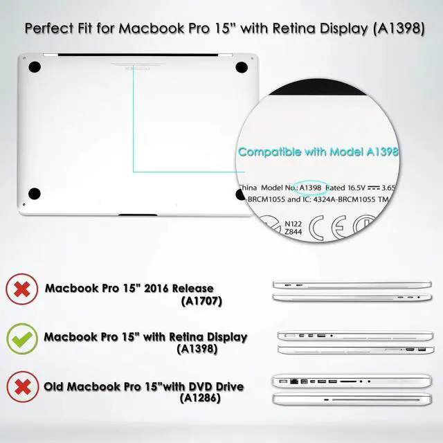 Alt view image 2 of 7 - For Macbook Pro 15 Retina Case Werleo Heavy Duty Hard Case Protective Cover for Apple Macbook Pro 15.4" with Retina Display Compatible with A1398 2012-2015 Release