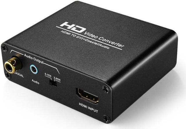 belastning spejl vold HDMI to DVI Converter with Audio Out HDMI to DVI Video Audio Adapter Sound  Splitter to 3.5mm AUX Auxiliary / 2 RCA Stereo & Coaxial Output Jack  Connector Plug, 1080P 720P, 5.1