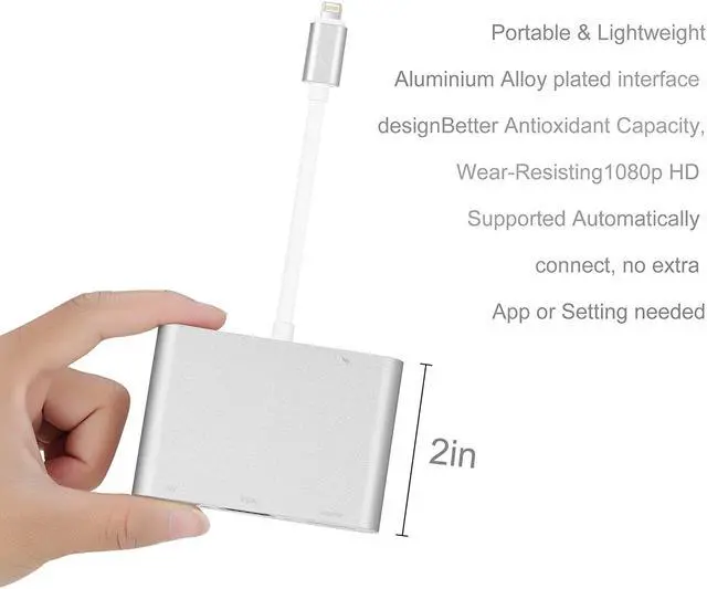 Alt view image 5 of 7 - Compatible with iPhone iPad Lightning to HDMI VGA AV Adapter, Anlyso Latest 4 in 1 HDMI VGA Audio AV Converter Compatible with iPhone Xs MAX XR X 8 7 6 Plus iPad Mini Air Pro to TV Projector Monitor