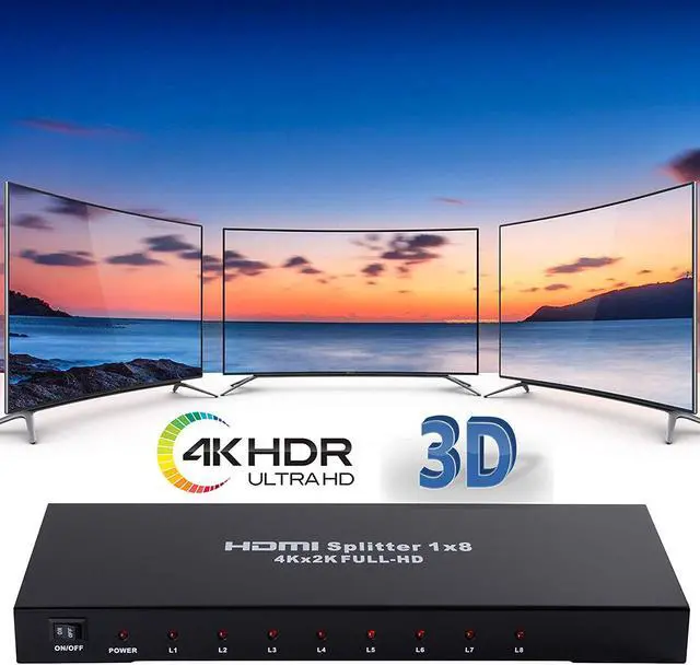 Alt view image 4 of 6 - 4K 1x8 HDMI Splitter WERLEO One in Eight Out Powered 8way HDMI Splitter Audio Video Distributor Amplifier with Charger Support Full HD 3D & 4K x 2K