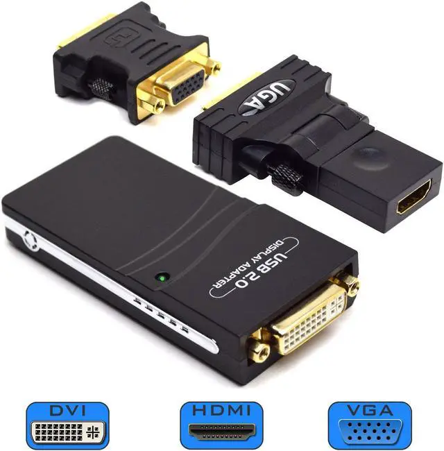Main image of Werleo USB 2.0 to VGA / DVI / HDMI Multi Display Adapter / Video Graphics Adapter for Multiple Monitors up to 1920x1080 Pixels (Supports Windows 10, 8.1, 8, 7, XP)