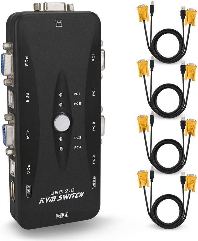 Main image of Werleo USB KVM Switch Box with VGA USB Cables for PC Monitor Keyboard Mouse Control 4 Port VGA KVM Switch
