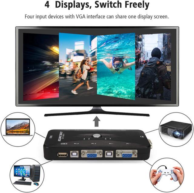 Alt view image 2 of 7 - Werleo USB KVM Switch Box with VGA USB Cables for PC Monitor Keyboard Mouse Control 4 Port VGA KVM Switch
