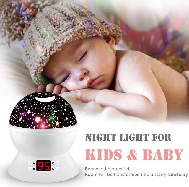 Alt view image 5 of 7 - Night Lights for Kids Multiple Colors Rotating Star Projector with Timing Shutdown Function Night Light for Baby Boys and Girls
