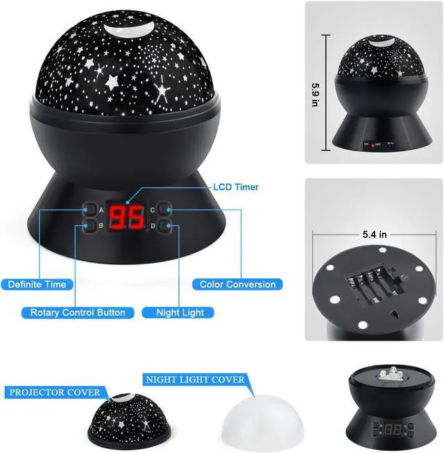 Alt view image 6 of 7 - Night Lights for Kids Multiple Colors Rotating Star Projector with Timing Shutdown Function Night Light for Baby Boys and Girls