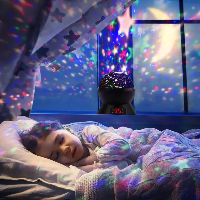 Alt view image 2 of 7 - Night Lights for Kids Multiple Colors Rotating Star Projector with Timing Shutdown Function Night Light for Baby Boys and Girls