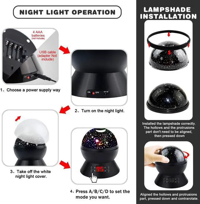 Alt view image 7 of 7 - Night Lights for Kids Multiple Colors Rotating Star Projector with Timing Shutdown Function Night Light for Baby Boys and Girls
