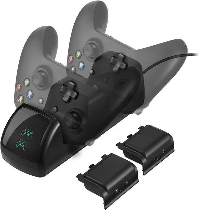 Alt view image 2 of 7 - Xbox One Controller Dual Charger Controller Charging Stand Elite Controller Charging Station High Speed Docking for Xbox One / One S / One X with 2 Rechargeable Battery Packs