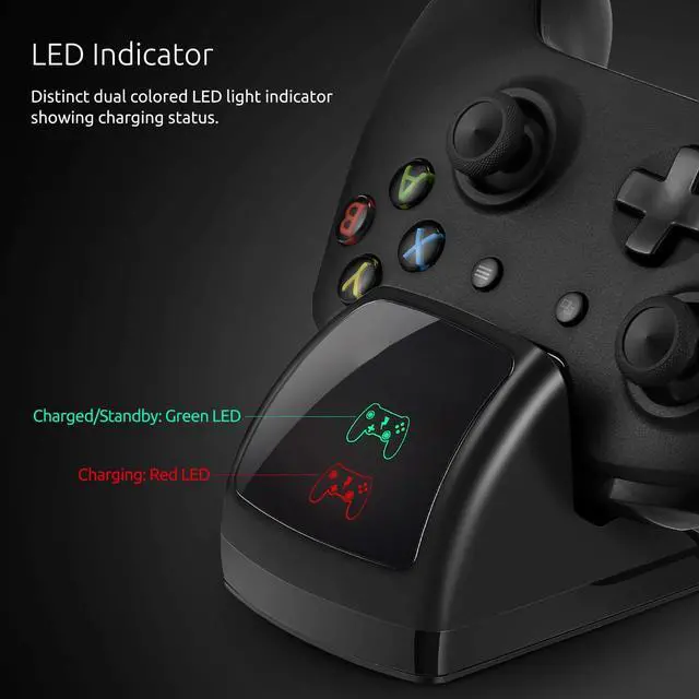 Alt view image 5 of 7 - Xbox One Controller Dual Charger Controller Charging Stand Elite Controller Charging Station High Speed Docking for Xbox One / One S / One X with 2 Rechargeable Battery Packs