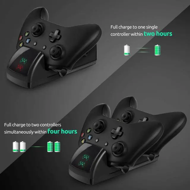 Alt view image 4 of 7 - Xbox One Controller Dual Charger Controller Charging Stand Elite Controller Charging Station High Speed Docking for Xbox One / One S / One X with 2 Rechargeable Battery Packs