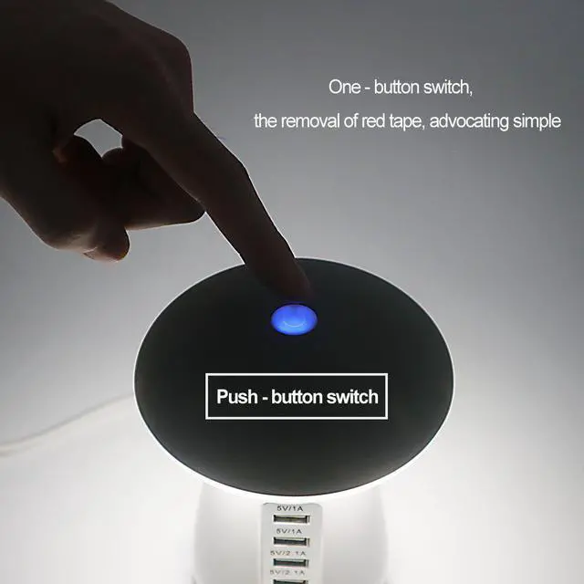 Alt view image 6 of 7 - Werleo USB Charger Station with QC 3.0 Quick Charge 5 Port Fast Charging Dock with Mushroom LED Lamp Universal Charger Stand Organizer for Multiple Devices Phones Tablets
