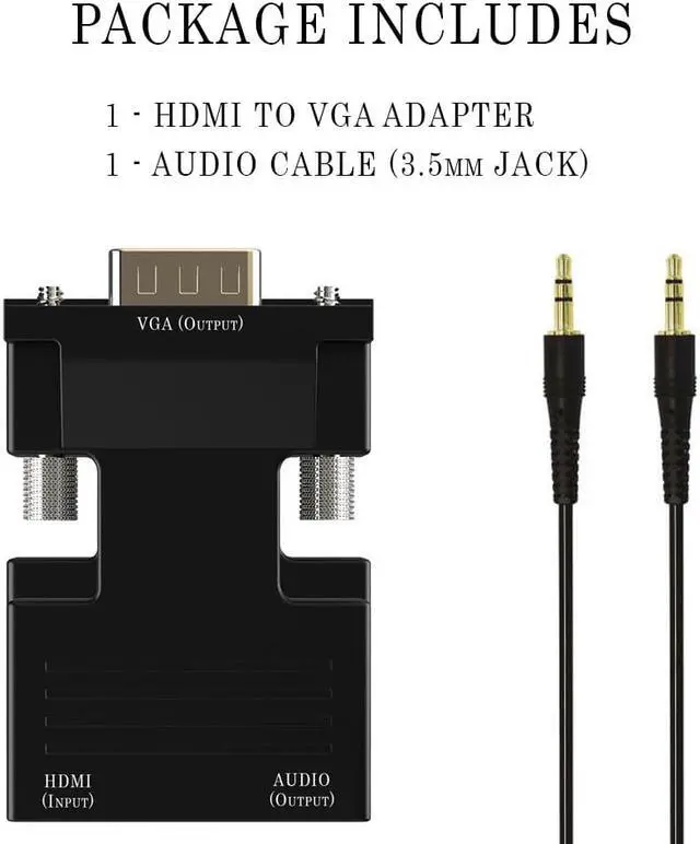 Alt view image 2 of 5 - Werleo Active 1080P Female HDMI to VGA Male Converter Adapter Dongle with Audio Male VGA to HDMI Video Adapter for Laptop PC PS3 Xbox STB Blu-ray DVD TV Stick