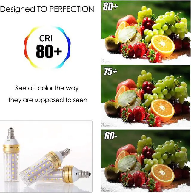 Alt view image 3 of 7 - Werleo E12 LED Bulbs 12W 16W LED Candelabra Bulb 80 Watt Equivalent 900lm Decorative Candle Base E12 Corn Non-Dimmable LED Chandelier Bulbs Cool White 6500K LED Lamp Pack of 3