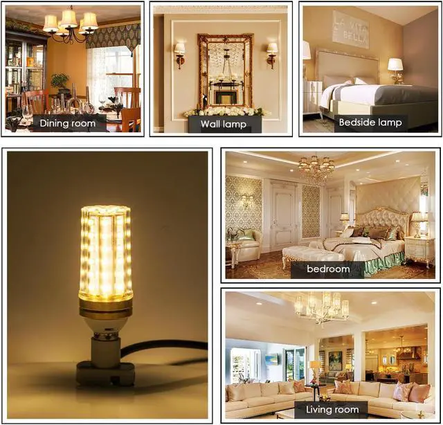 Alt view image 7 of 7 - Werleo E12 LED Bulbs 12W 16W LED Candelabra Bulb 80 Watt Equivalent 900lm Decorative Candle Base E12 Corn Non-Dimmable LED Chandelier Bulbs Cool White 6500K LED Lamp Pack of 3