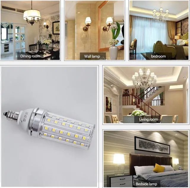 Alt view image 6 of 7 - E12 LED Bulbs 16W LED Candelabra Bulb 120 Watt Equivalent 1400lm Decorative Candle Base E12 Non-Dimmable LED Chandelier Bulbs Cool White / Warm White 6000K LED Corn Lamp Pack of 3