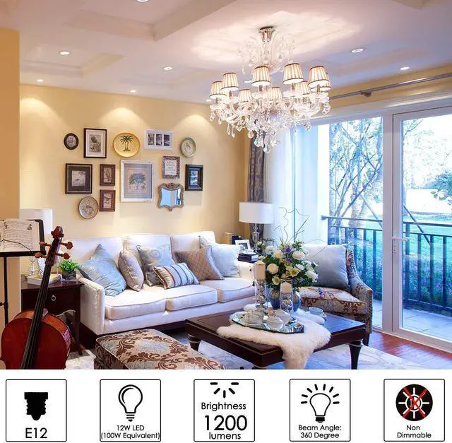 Alt view image 5 of 7 - E12 LED Bulbs 16W LED Candelabra Bulb 120 Watt Equivalent 1400lm Decorative Candle Base E12 Non-Dimmable LED Chandelier Bulbs Cool White / Warm White 6000K LED Corn Lamp Pack of 3
