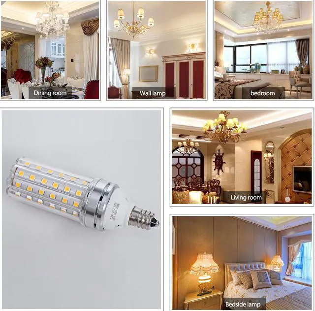 Alt view image 6 of 7 - E12 LED Bulbs 16W LED Candelabra Bulb 120 Watt Equivalent 1400lm Decorative Candle Base E12 Non-Dimmable LED Chandelier Bulbs Cool White / Warm White 6000K LED Corn Lamp Pack of 3