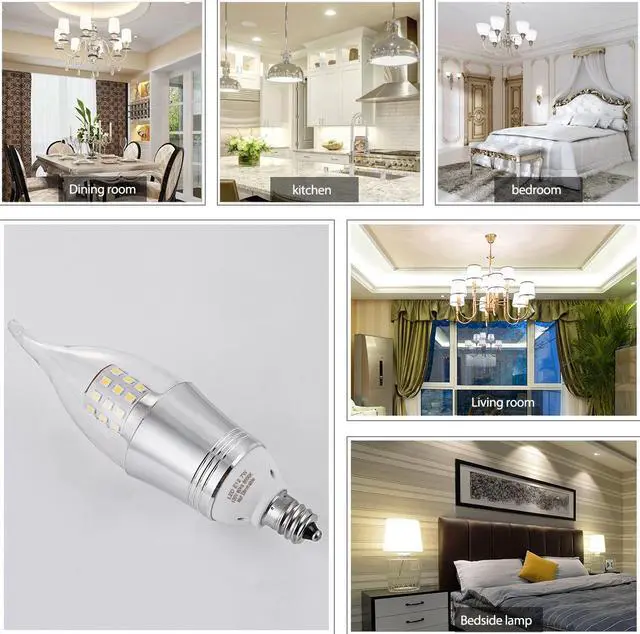 Alt view image 5 of 7 - Werleo 7W E12 Bulb LED Candelabra Light Bulbs 60-75W Incandescent Equivalent Decorate Candle Base E12 Non-Dimmable Chandelier Bulb Cool White 6000K - 6 Packs