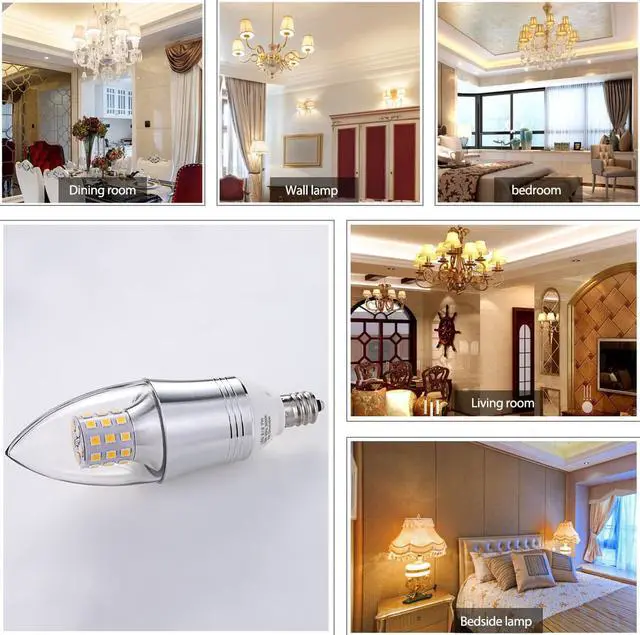 Alt view image 5 of 7 - Werleo 7W E12 Bulb LED Candelabra Light Bulbs 60-75W Incandescent Equivalent Decorate Candle Base E12 Non-Dimmable Chandelier Bulb Warm Light 3000K - 6 Packs