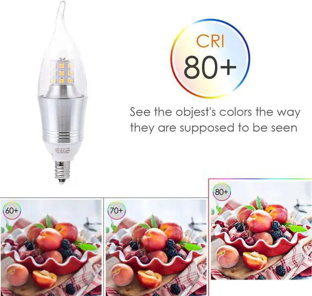 Alt view image 4 of 7 - Werleo 7W E12 Bulb LED Candelabra Light Bulbs 60-75W Incandescent Equivalent Decorate Candle Base E12 Non-Dimmable Chandelier Bulb Warm Light 3000K - 6 Packs