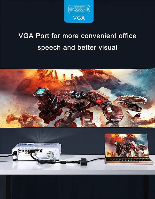 Alt view image 4 of 7 - USB-C to HDMI VGA Hub Adapter WERLEO 5-in-1 USB Type C to HDMI 4K VGA with USB 3.0 Audio USB-C Power Delivery Multiport Dongle for MacBook Pro 2018 / 2017 Nintendo Switch Chromebook Pixel