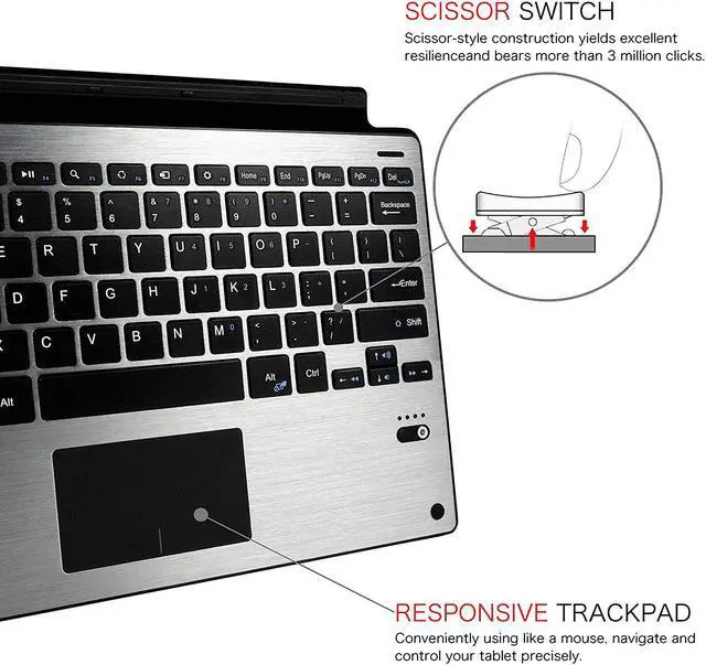 Alt view image 2 of 7 - WERLEO Microsoft Surface Pro 6 / Surface Pro 5 / Pro 4 / Pro 3 Type Cover Case Ultra-Slim Portable Wireless Bluetooth Keyboard with Trackpad for Surface Pro 6 / Surface Pro 5 / Pro 4 / Pro 3
