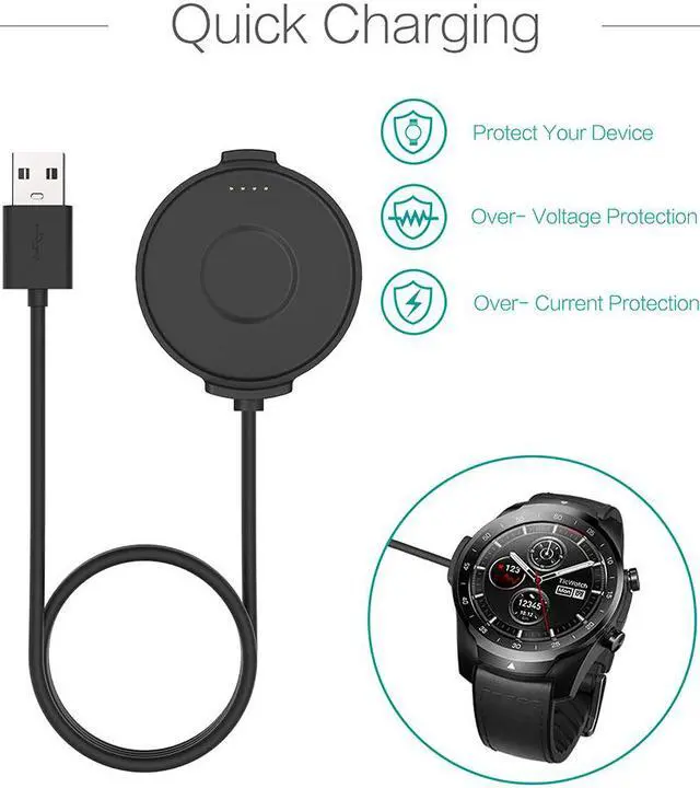 Alt view image 2 of 7 - for TicWatch Pro Charging Cable Replacement Cable for TicWatch Pro Smartwatch Accessories USB Charger Cable Adapter for TicWatch Pro Quality Power Charging Cord 3 Feet