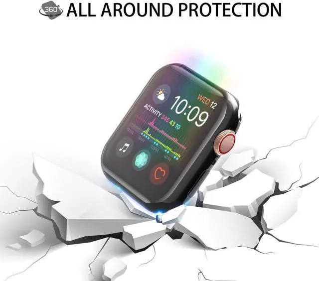 Alt view image 3 of 7 - [2-Pack] WERLEO Case for Apple Watch Series 4 Screen Protector 40mm 2018 New iWatch Overall Protective Case TPU HD Black Ultra-Thin Cover for Apple Watch Series 4 - 1 Black+1 Transparent