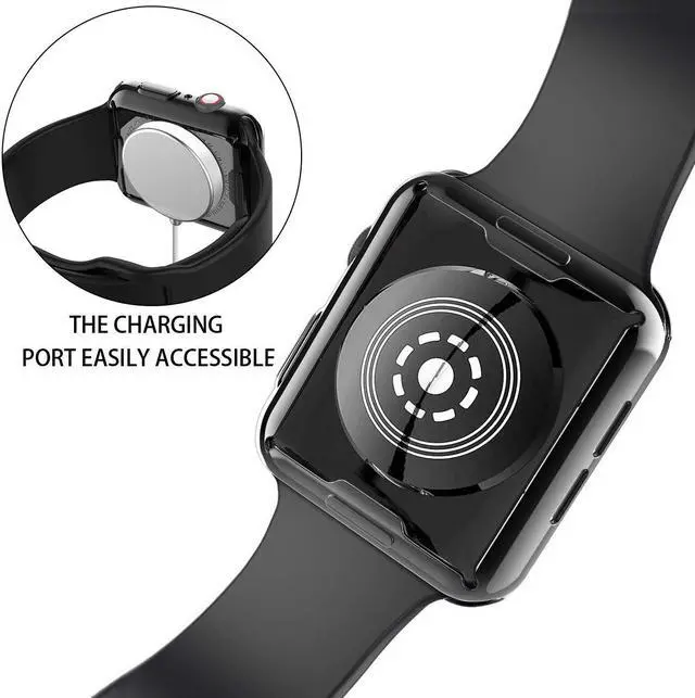 Alt view image 5 of 7 - [2-Pack] WERLEO Case for Apple Watch Series 4 Screen Protector 40mm 2018 New iWatch Overall Protective Case TPU HD Black Ultra-Thin Cover for Apple Watch Series 4 - 1 Black+1 Transparent