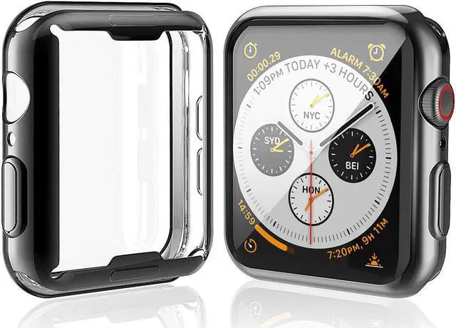 Alt view image 7 of 7 - [2-Pack] WERLEO Case for Apple Watch Series 4 Screen Protector 40mm 2018 New iWatch Overall Protective Case TPU HD Black Ultra-Thin Cover for Apple Watch Series 4 - 1 Black+1 Transparent