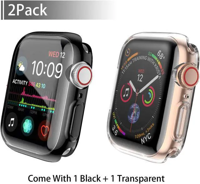 Alt view image 2 of 7 - [2-Pack] WERLEO Case for Apple Watch Series 4 Screen Protector 40mm 2018 New iWatch Overall Protective Case TPU HD Black Ultra-Thin Cover for Apple Watch Series 4 - 1 Black+1 Transparent