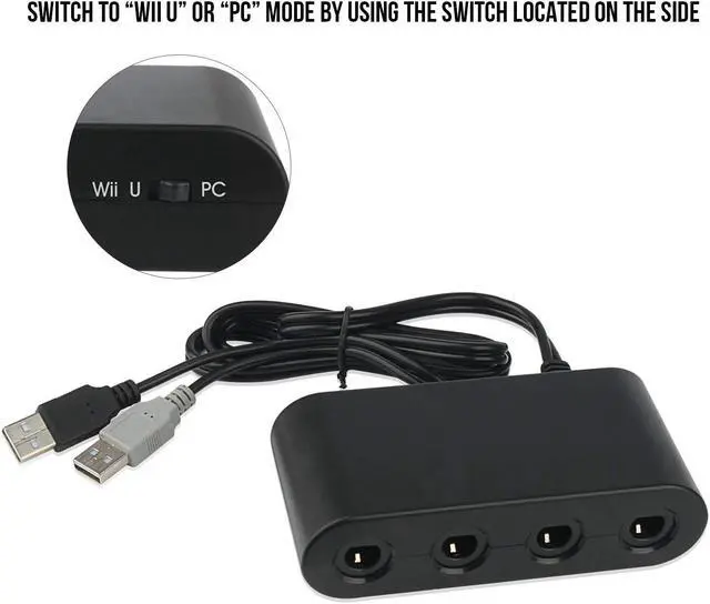Alt view image 5 of 7 - Gamecube Controller Adapter for Nintendo Switch Wii U PC Super Smash Ultimat 4 Ports 2019 Version with Turbo Mode No Driver Needed Provide Best Super Smash Bros Game Switch