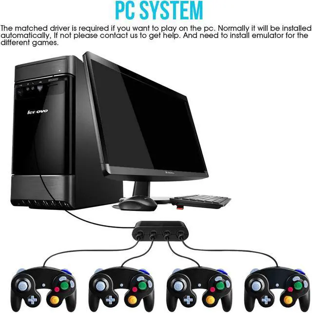 Alt view image 4 of 7 - Gamecube Controller Adapter for Nintendo Switch Wii U PC Super Smash Ultimat 4 Ports 2019 Version with Turbo Mode No Driver Needed Provide Best Super Smash Bros Game Switch