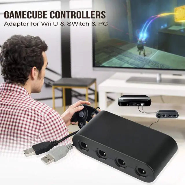 Alt view image 7 of 7 - Gamecube Controller Adapter for Nintendo Switch Wii U PC Super Smash Ultimat 4 Ports 2019 Version with Turbo Mode No Driver Needed Provide Best Super Smash Bros Game Switch