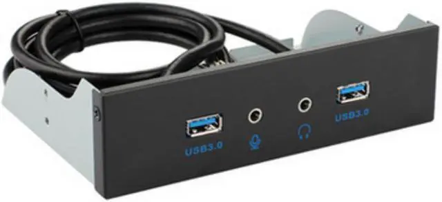 Main image of WERLEO USB 3.0 2-Port 5.25 Inch Metal Front Panel USB Hub with 1 HD Audio Output Port / 1 Microphone Input Port for Desktop [ 20 Pin Connector & 2ft Adapter Cable]