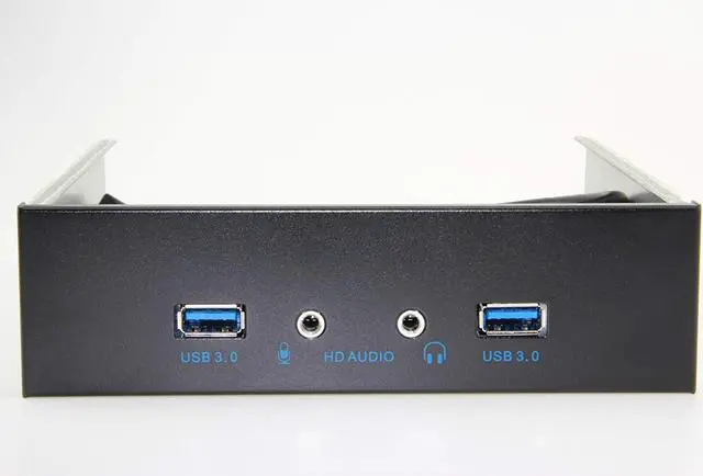Alt view image 2 of 6 - WERLEO USB 3.0 2-Port 5.25 Inch Metal Front Panel USB Hub with 1 HD Audio Output Port / 1 Microphone Input Port for Desktop [ 20 Pin Connector & 2ft Adapter Cable]