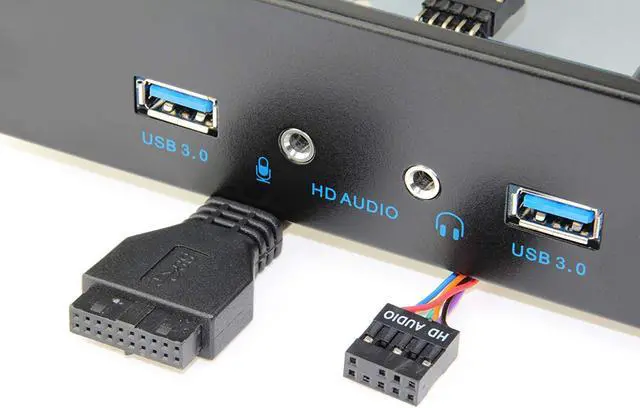 Alt view image 4 of 6 - WERLEO USB 3.0 2-Port 5.25 Inch Metal Front Panel USB Hub with 1 HD Audio Output Port / 1 Microphone Input Port for Desktop [ 20 Pin Connector & 2ft Adapter Cable]