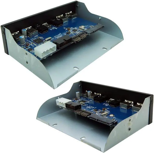 Alt view image 4 of 4 - WERLEO USB 3.0 2-Port + USB 2.0 2-Ports +Type-C Port 5.25 Inch Metal Front Panel USB Hub with 1 HD Audio Output Port/1 Microphone Input Port for Desktop [ 20 Pin Connector & 2ft Adapter Cable]