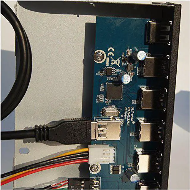Alt view image 6 of 6 - WERLEO USB 3.0 4-Ports + USB 2.0 2-Ports 5.25 inch Metal Front Panel USB Hub [ 20 Pin Connector & 2ft Adapter Cable]