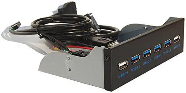 Alt view image 4 of 6 - WERLEO USB 3.0 4-Ports + USB 2.0 2-Ports 5.25 inch Metal Front Panel USB Hub [ 20 Pin Connector & 2ft Adapter Cable]