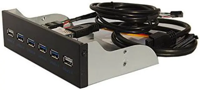 Alt view image 5 of 6 - WERLEO USB 3.0 4-Ports + USB 2.0 2-Ports 5.25 inch Metal Front Panel USB Hub [ 20 Pin Connector & 2ft Adapter Cable]